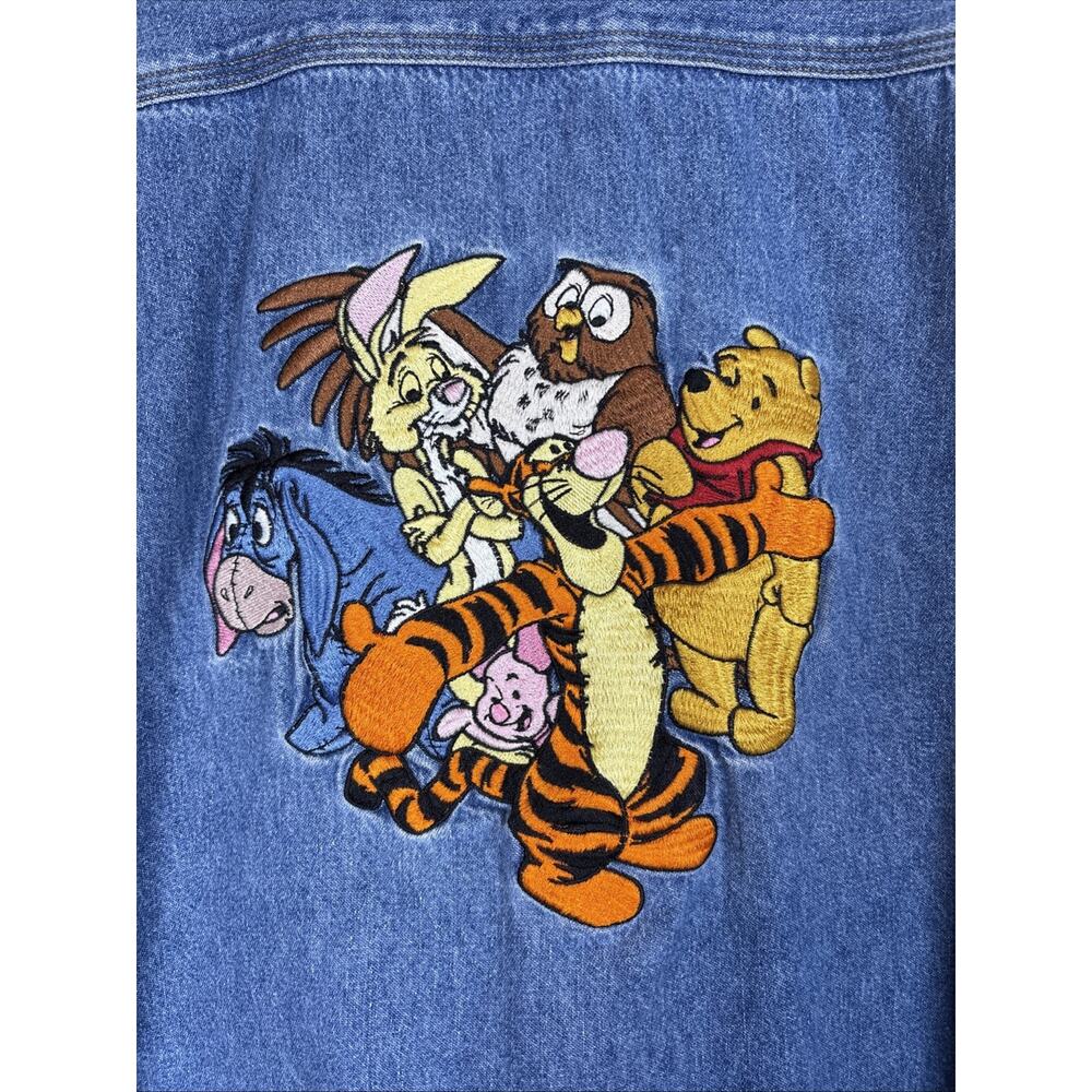Disney Store Winnie the Pooh Denim Shirt Women's Large Embroidered 90s Vintage - Picture 2 of 7